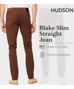 View 3 of 3 HUDSON Jeans Men's Blake Slim Straight Leg Jean in Chocolate Brown