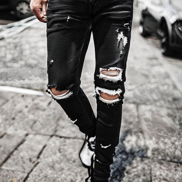 male distressed black jeans