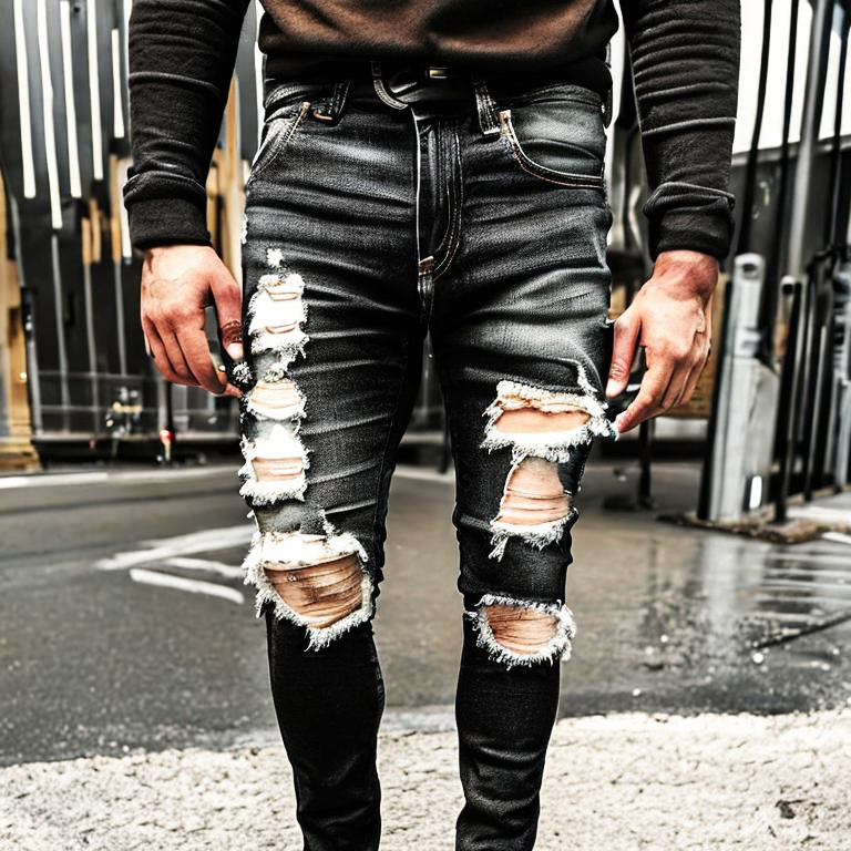 men distressed black jean